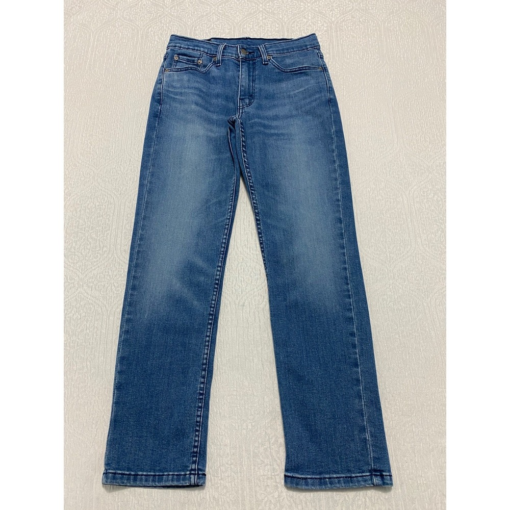 Levis 514 Mens Straight Fit Flex Jeans 29x30 Blue Denim Faded Whiskered Red Tab